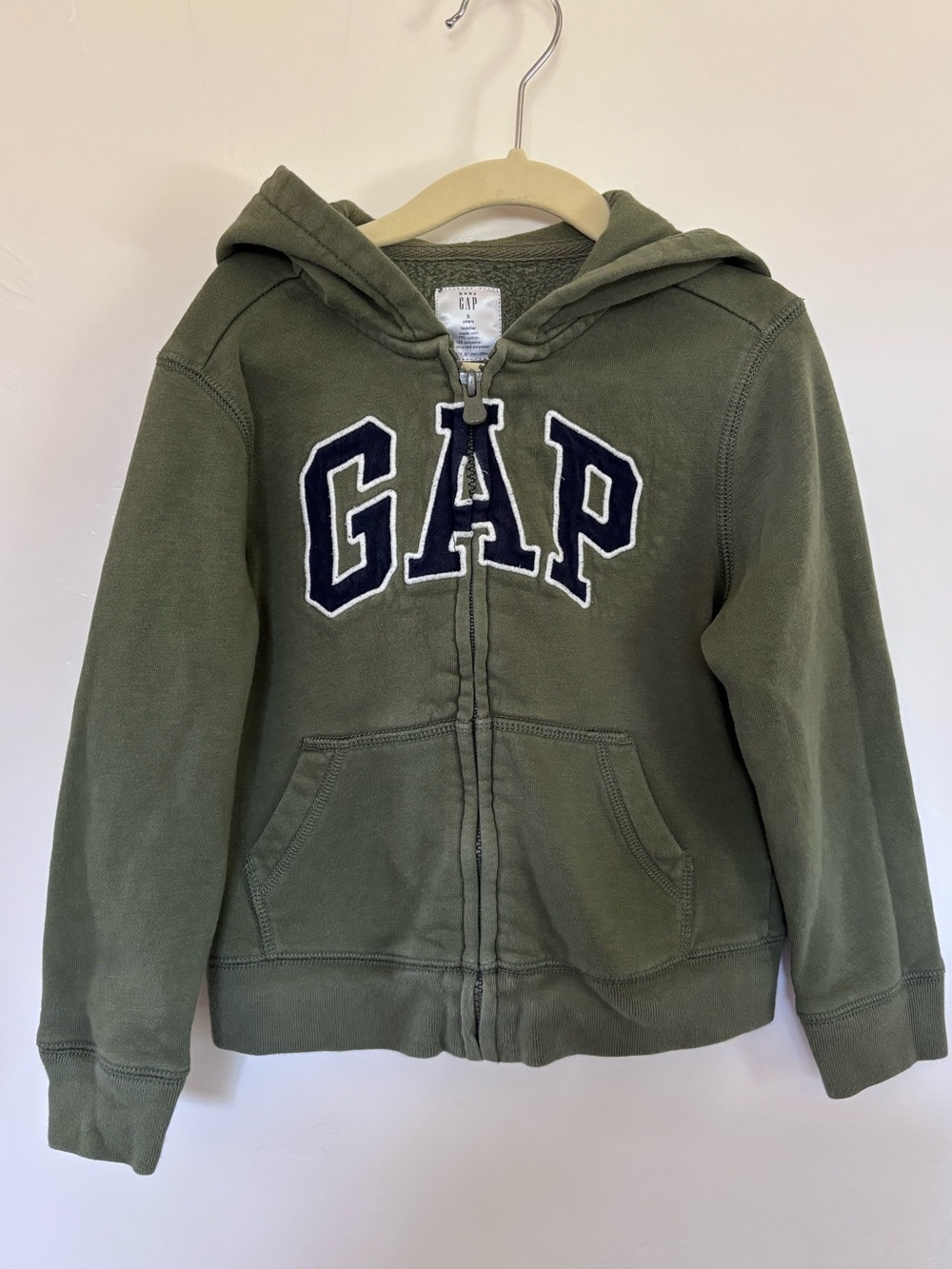 babyGap Olive Logo Zip Hoodie — 5 Years